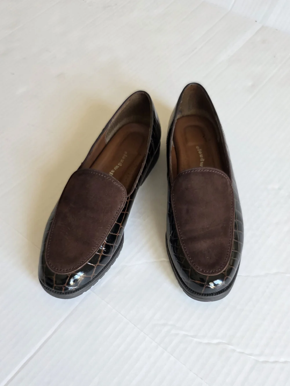 Cloudwalk crocodile-Leather dark brown loafers women smoking slippers Old money